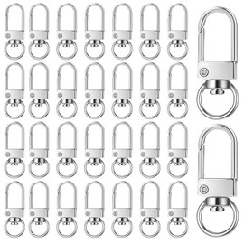 Pack of 30 Key Chain Carabiners, Carabiner Key Fob Make Yourself Made of Metal, Key Chain Crafts, 360° Swivel for Key Chain, DIY, Crafts