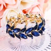 BriLove Wedding Bridal Jewelry for Women Fashion Marquise-Shape Leaf Navy