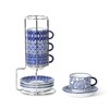 Selamica Ceramic Espresso Cups with Saucers and Metal Stand, 2.5