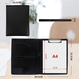 Carpeta de Cuero, Carpeta Portafolio Profesional Carpeta de Negocios A4 Portafolios con Calculadora Bloc de Notas para Bolígrafo para Viajes de Negocios Entrevista Reunión (Negro)