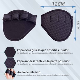 PEIONO Almohadillas de Agarre para Levantamiento, Guantes para Gimnasio Antideslizante y Resistente al Desgaste, Neopreno Espesado, Adecuado para Entrenamiento en Gimnasio y con Barra（Negro）