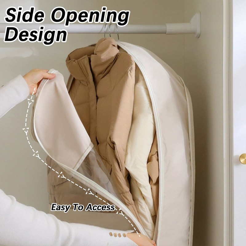 SLDYH Space Saving Hanging Garment Bag with Self Compression Zipper，Dust