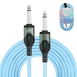 EASTROCK 1/4 Inch TRS Guitar Instrument Cable 20 Ft Straight to Straight Guitar Cord for Electric Guitar, Bass, AMP, Keyboard, Speaker, Mixer(20 Foot Blue)