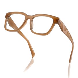 kimorn Blue Light Blocking Glasses,Anti Eyestrain & UV Protection,Square Frame Glasses for Women and Men (Camel)