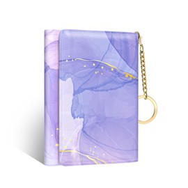 Nipichsha Womens Wallet, Small Credit Card Wallet for Women, Slim RFID Card Holder Purse with 7 Slots & ID Window, Purple Marble