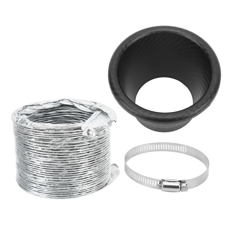 Turbo Air Intake Pipe Funnel Kit Universal Rubber Carbon Fiber