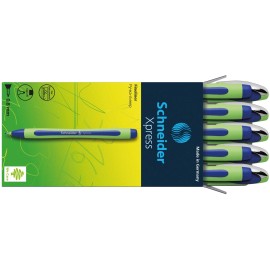 Schneider 10 Count Premium Blue Fineliner Marking Pens 0.8Mm Ergonomic Non Drying Ink