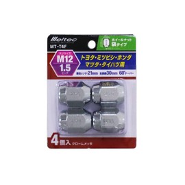 Meltec Wheel Nuts for Toyota, Mitsubishi, Honda, Mazda, Daihatsu, Bag Type, 4-Piece, Compatible with 21mm/1.5 Pitch Wrench, MT-T4F