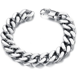 OSTAN Men's Bracelet Stainless Steel Bangles Bicycle Chain for Men Silver, Stainless Steel
