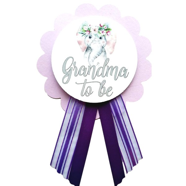 Grandma to Be Baby Shower Pin for nona to wear, Elephant Purple, It's a Girl Baby Sprinkle