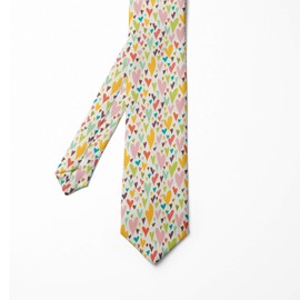 Ambesonne Heart Men's Tie, Valentines Day Themed Colorful Love Big Little Shapes in Nostalgic Tones, 3.7", Multicolor