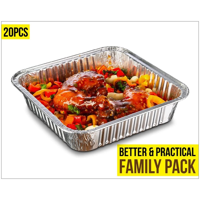 Zuvo Large Disposable Aluminium Foil Trays Containers with Paper Lids
