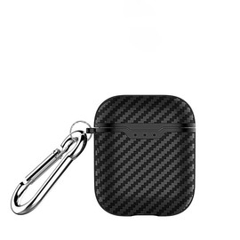 AKABEILA Case for Airpods Cover Carbon Fiber Texture for AirPods 2 2019 & AirPods 1 2016 Charging Cases Skin with Keychain Front LED Visible