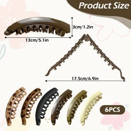 GIKPAX 6 große Bananen-Haarspangen, Bananenspange mit starkem Halt, 5 Zoll, Haarspangen für Dickes Haar, französisches Haar-Accessoire für Mädchen und Frauen