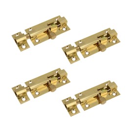 Quluxe 2 Inch Solid Cast Brass Barrel Bolt, Antique Brass Door Slide Latch Lock, Heavy Duty Gate Sliding Bolt Latch- Gold (Pack of 4)