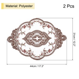sourcing map 2Pack Retro Lace Placemat 12x17-in Oval Embroidered Table Place Mats French Crochet Doilies Coasters Cup Mat for Home Wedding, Coffee