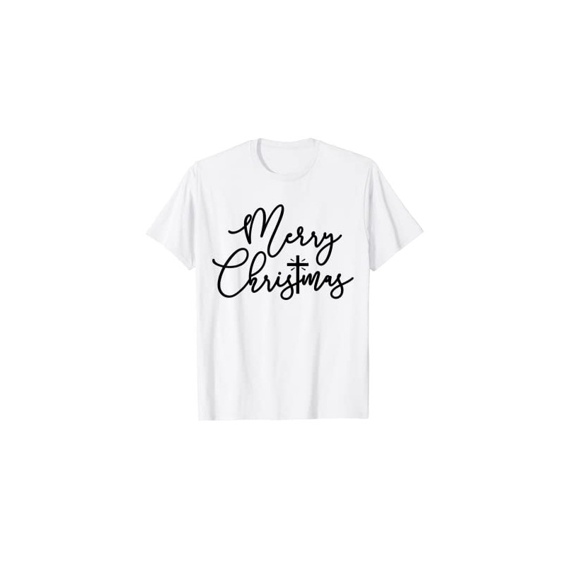 Christian Christmas Shirts, Merry Christmas Cross T-Shirt, White
