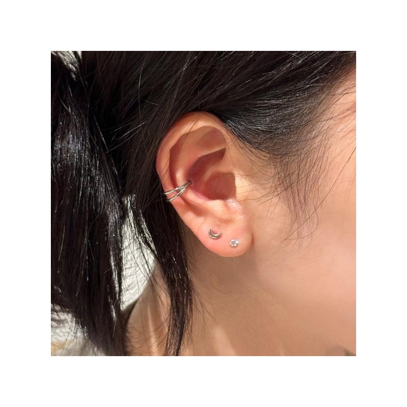Basic Moon Silver Piercing OTEP24703N White / 베이직 문 실버