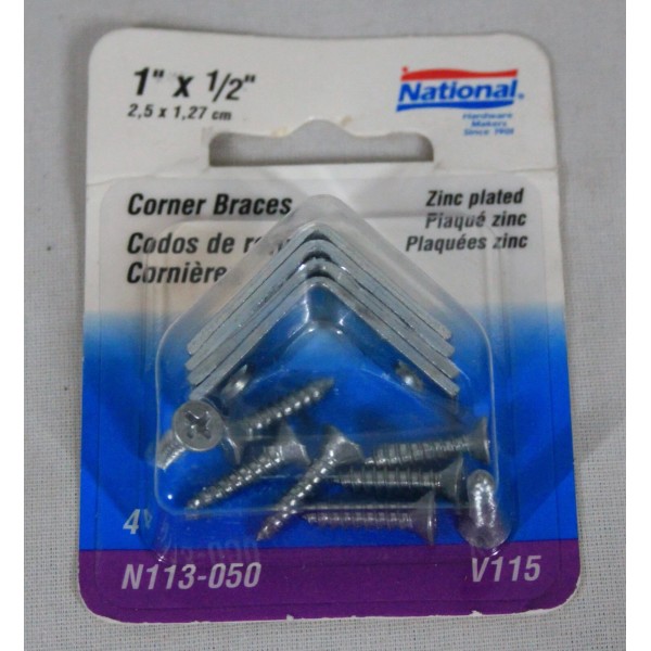 NATIONAL HARDWARE STEEL CORNER BRACE #N113-050- 1" x 1/2" (4