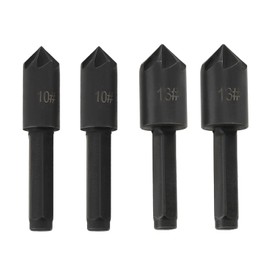 VGOL 4Pcs 7 Flute 10MM 13MM 1/4-Inch Hex Shank Drill Bits Chamfer Tool Woodworking Countersink Carbon Steel