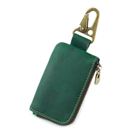 Cenvins Handmade Coin Purse for Men Women Coin Purse Compact Mini Wallet Palm Size Cow Leather Book Leather, green