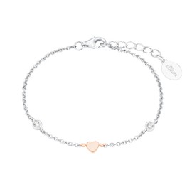 s.Oliver Bracelet 925 Sterling Silver/Stainless Steel Girls Children's Bracelet with Motif, Comes in Jewellery Gift Box, Sterling Silver, Synthetic zirconia