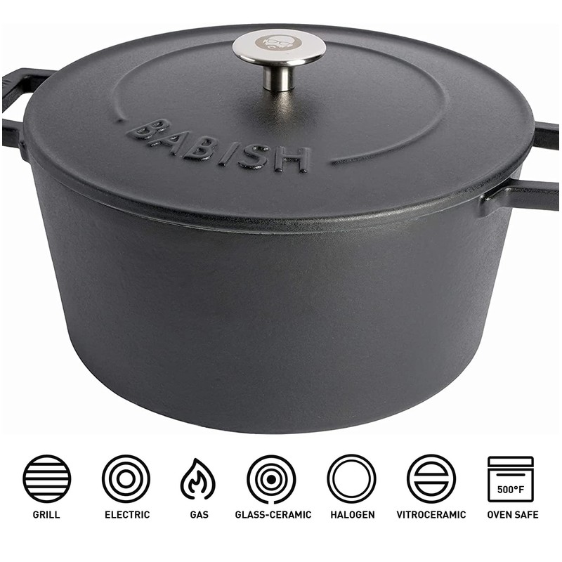 Babish 6-Quart Round Enamel Cast Iron Dutch Oven with Lid