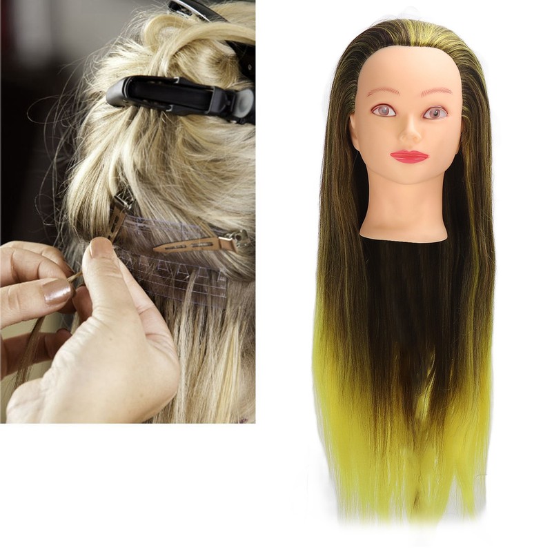 Hair Mannequin Head Simulation Ink Yellow Colour Mixture Gradient Hair