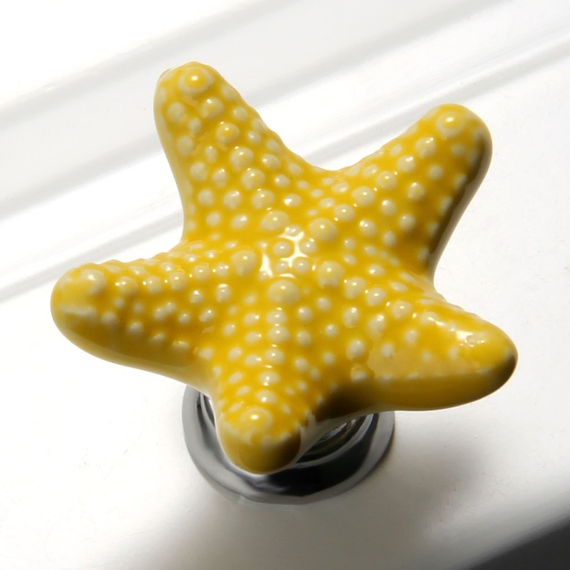 MUXSAM Fashion Starfish Design Ceramic Door Knobs Handles Cabinet Cupboard