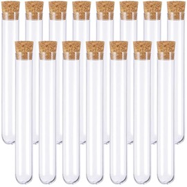 Pack of 15 Test Tubes, Test Tube with Corks, Test Tubes with Corks, Plastic Test Tube, Vase, Test Tubes for Flowers, Liquids, Spices, DIY, 12 mm x 75 mm