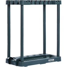 Garden Tool Organizer, 10 Slots, Yard Tool Tower Rack for Garage Organization and Storage, Hold Long-Handled Tool/Rake/Broom/Shovel, PP Garden Tool Stand Holder Organizer for Yard, Shed, Outdoor