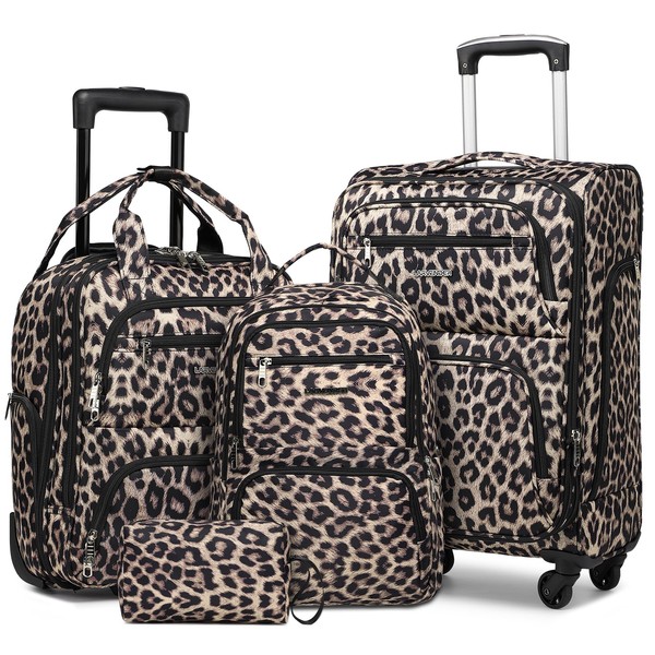 LARVENDER Softside Carry On Luggage 4 Piece, Expandable Carry On