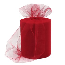 Rilisili 6 Inch × 100 Yards(300 Feet) Tulle Mesh Ribbon Red Tulle Fabric Ribbon Roll Netting Spool for Tutu Skirt DIY Craft Wedding Decor Party Gift Wrapping Ornaments