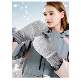 HPONEZJ Women's Winter Gloves Wool Mittens Plush Lining Wool Gloves Double Layer Warm Knitted Gloves Windproof Winter Gloves Women Men Hand Warmers for Outdoor Cycling, gray