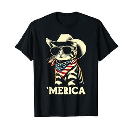 USA 'Merica Cat 4th of July Men Women Kids Funny Patriotic T-Shirt