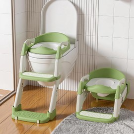 Potty Training Seat with Step Stool Ladder, 3-in-1 Toddler Toilet Seat with Splash Guard, Anti-Slip Pad Adjustable, Potty Training Toilet for Kids Boys Girls Toddlers