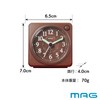 MAG T-736BR-Z Alarm Clock, Analog, Brown, Mini, Silent, Continuous Second