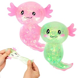 2 PCS Axolotl Squishy, Axolotl Toy, Axolotl Gifts, Soft Squeeze Fidget Toys, Stress Relief Toys, Gift for Boys Girls Funny Birthday Joke Prank and Present Christmas Stocking Filler Toys