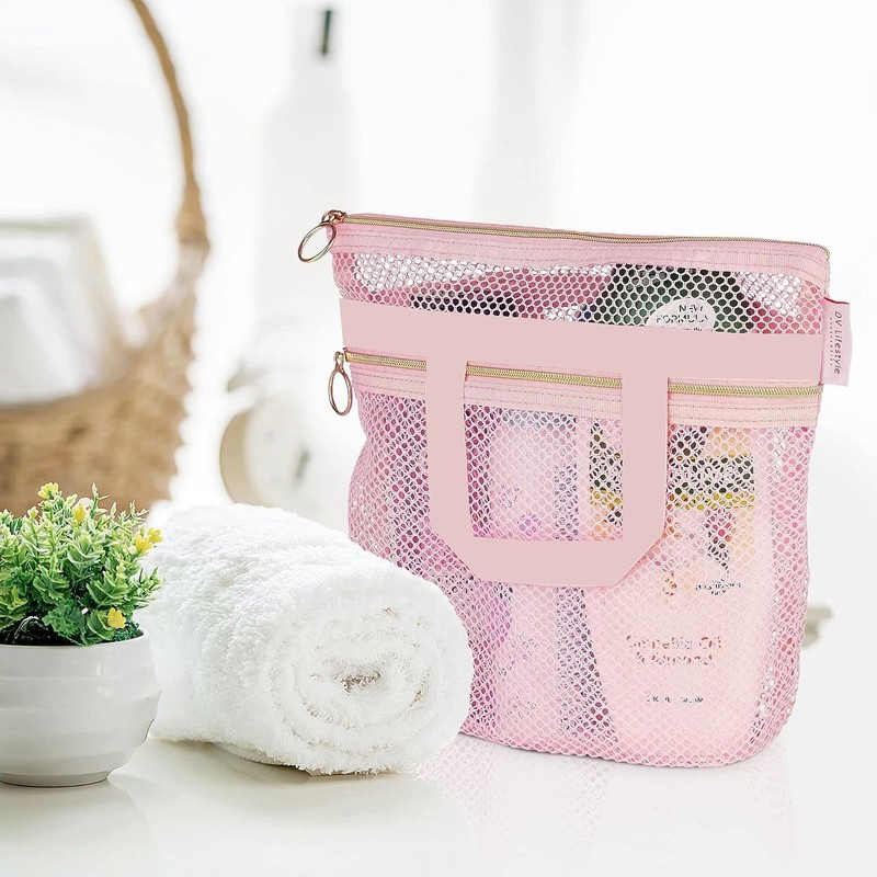 MEZOKUCEL Mesh Shower Bag Foldable Waterproof Multifunctional Hanging Bag for