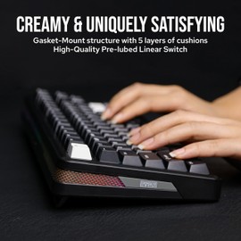 EPOMAKER TH85 QMK/VIA Wireless Gaming Keyboard, BT5.0/2.4GHz/USB-C, Hot Swappable Pre-lubed Custom Creamy Jade Linear Switches, Gasket Creamy Keyboard for PC/Mac/Office/Gaming (Black)