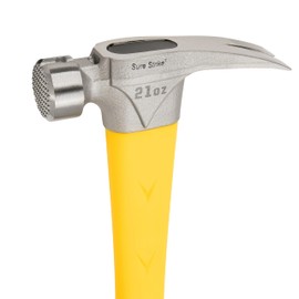 ESTWING Sure Strike Hammer - 21 oz Rip Claw Hammer with Milled Face & Fiberglass Handle - MRF21LM