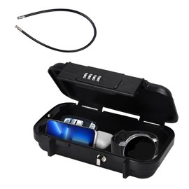 Portable Safe Box with Code for Travel, Beach Lock Box, Combination Security Case with Removable Wire Rope, Mini Key Safe Storage Waterproof for Hotels, Sports, Venues, Office, Vacation
