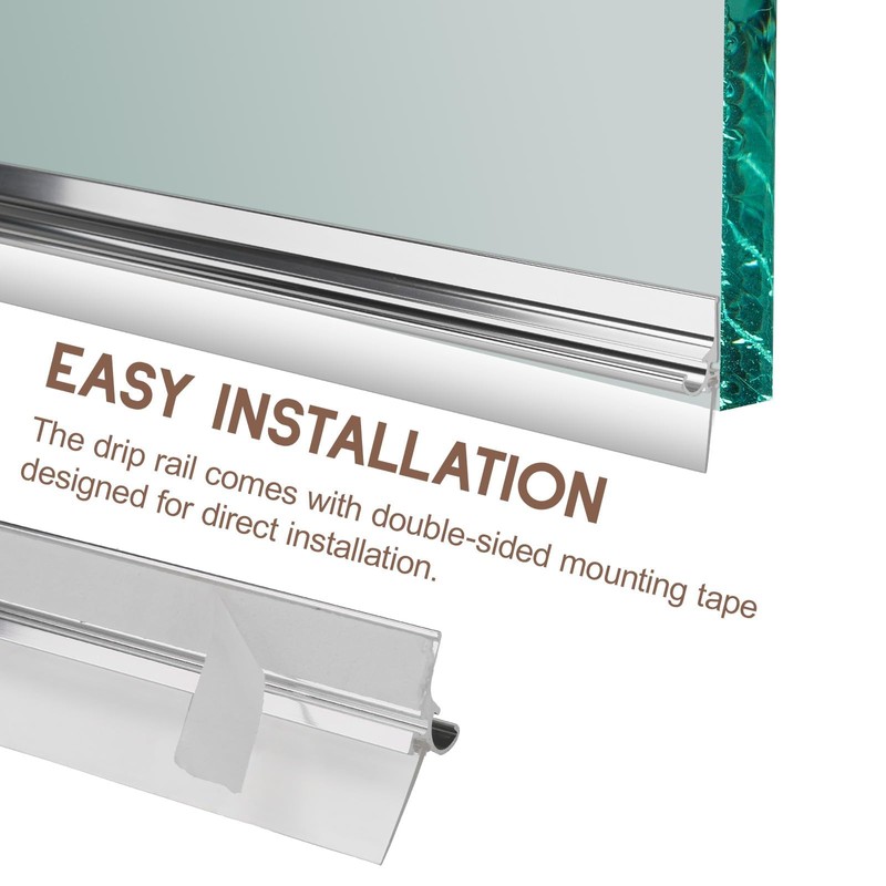 25" Shower Door Drip Rail with Sweep for Chrome Framed