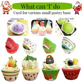 Pack of 200 Muffin Cases Paper, Cupcake Moulds, Disposable Baking Cups, 4 Different Christmas Styles Muffin Cases