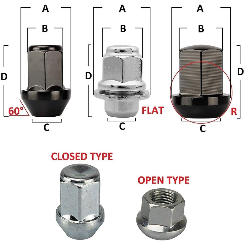 20 Aluminium Black Wheel Nuts Suitable for Original Alloy Wheels