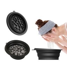 Tazón Para Baño De Hielo De La Cara, 26.4x23.2x10CM Lavabo plegable facial de hielo con bandeja de hielo integrada, equeño Lavabo Plegable De Silicona