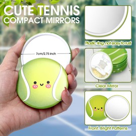 CroBlissful 18 Pcs Christmas Tennis Gifts for Women Compact Mirrors Bulk Round Portable Pocket Mirror Makeup Glass Mini Mirrors Cute Tennis Accessories for Tennis Lovers Gift Tennis Team Gift