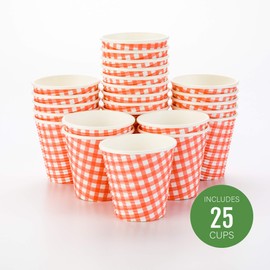 Restaurantware 8 Ounce Disposable Coffee Cups 25 Spiral Wall Hot Cups For Coffee - Lids Sold Separately Double Wall Picnic Print Paper Insulated Coffee Cups For Coffee Tea And More