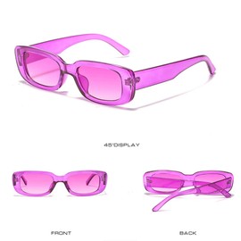 WDZAYXC Vintage Rectangle Sunglasses for Women Men Fashion Retro Square Frame Glasses UV400 Protection Glasses, purple