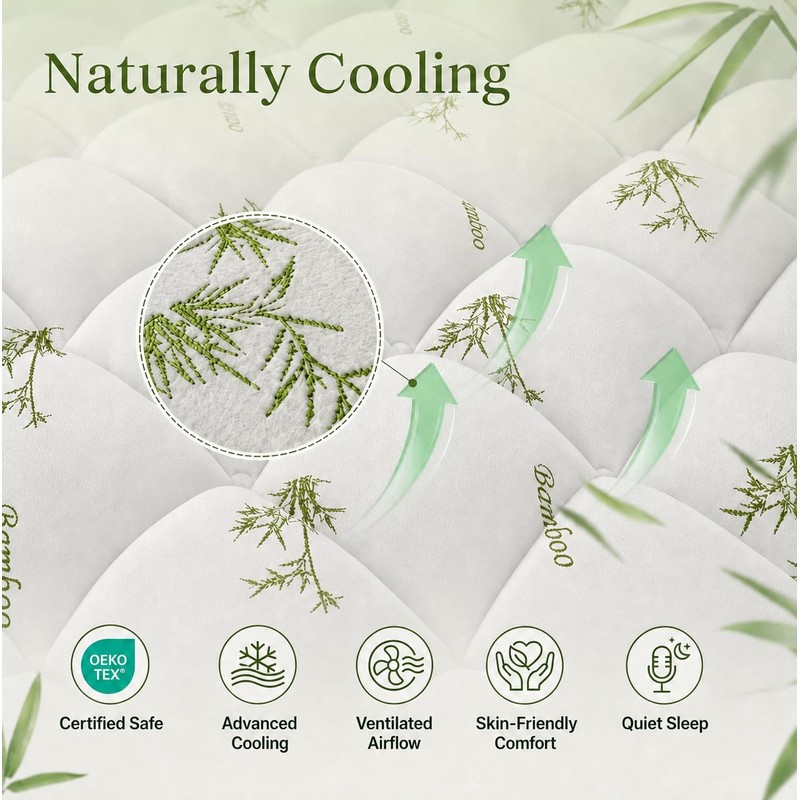 2 Inch Mattress Topper Queen - Viscose Derived from Bamboo,White